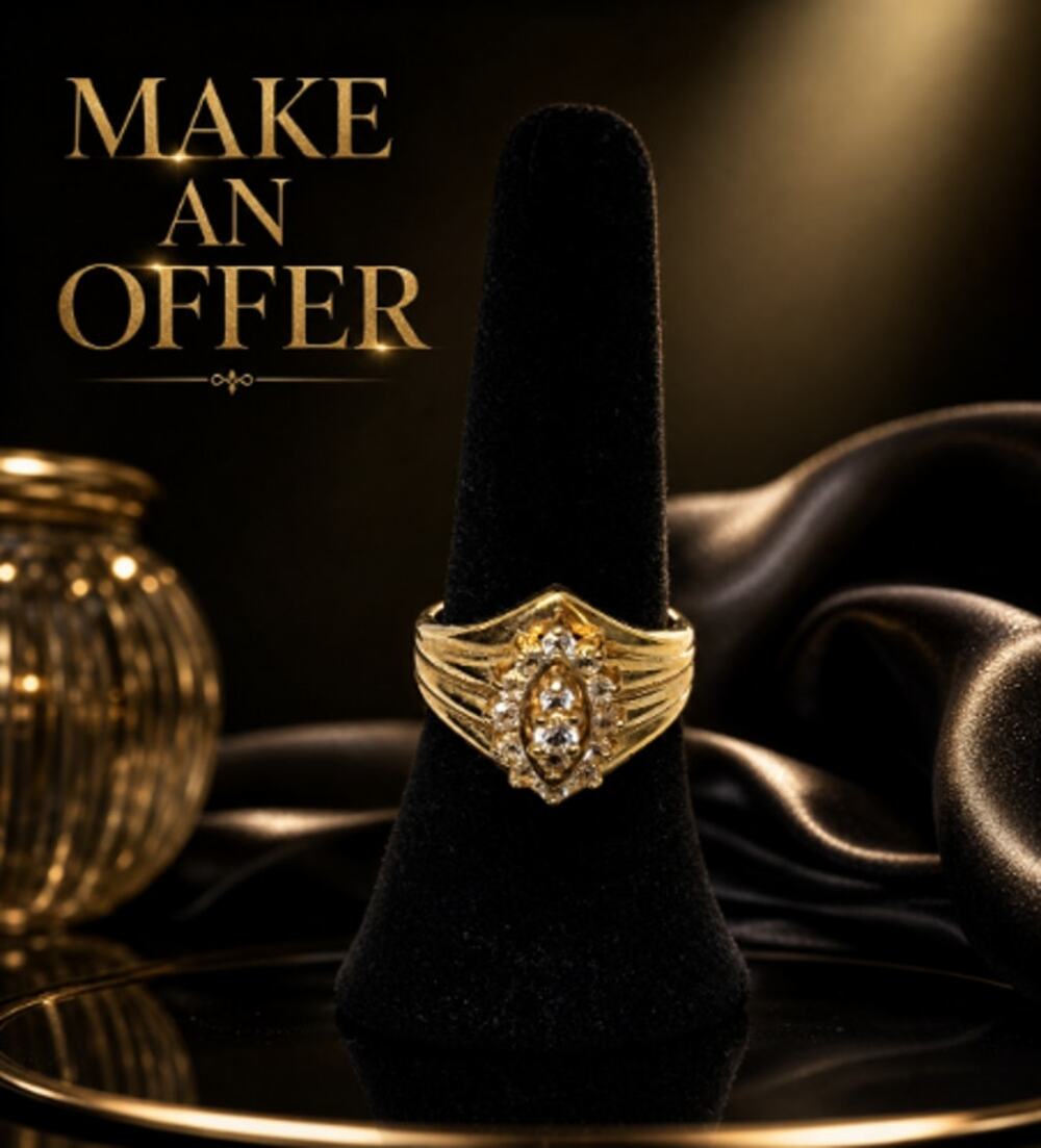 Vtg Park Lane "Mia" Crystal Statement Ring Size 7 Black Velvet Box NEW NOS